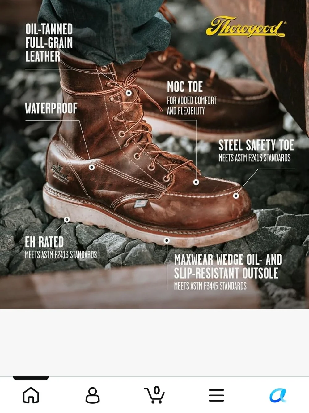 Thorogood Men's Brown Moc Toe Work Boots